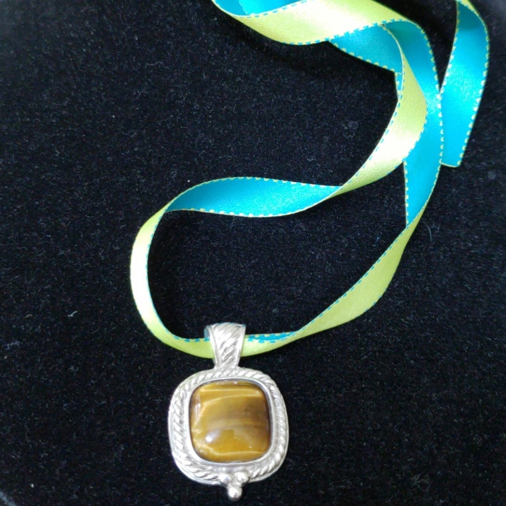 VTG sterling/tigereye slide on pendant - Picture 7 of 7